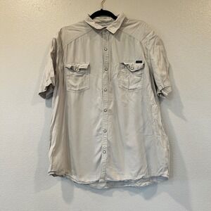 Lucky Brand Tan Beige Short Sleeve Western Pearl Snap Shirt Men's XXL Size